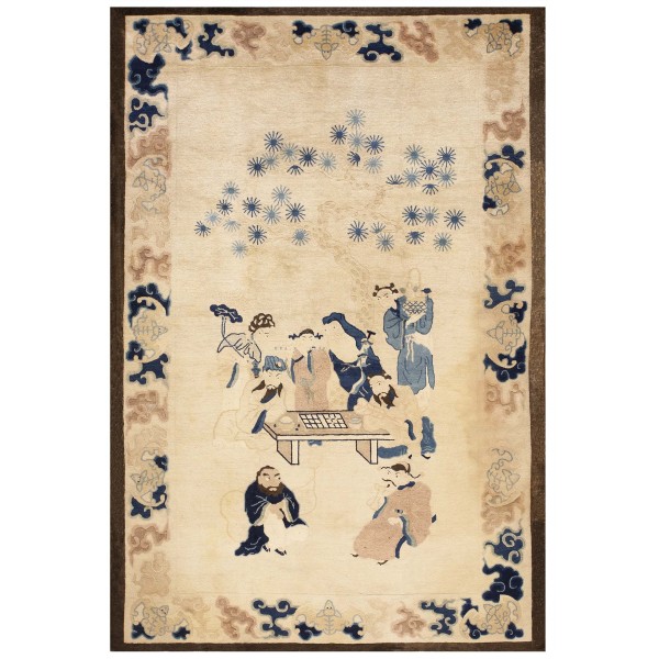 Late 19th Century Chinese Peking Carpet with Eight Immortals Playing Weiqi 
